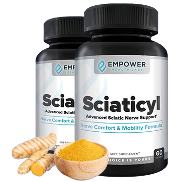 SciatiCyl supplement bottle for sciatic nerve support